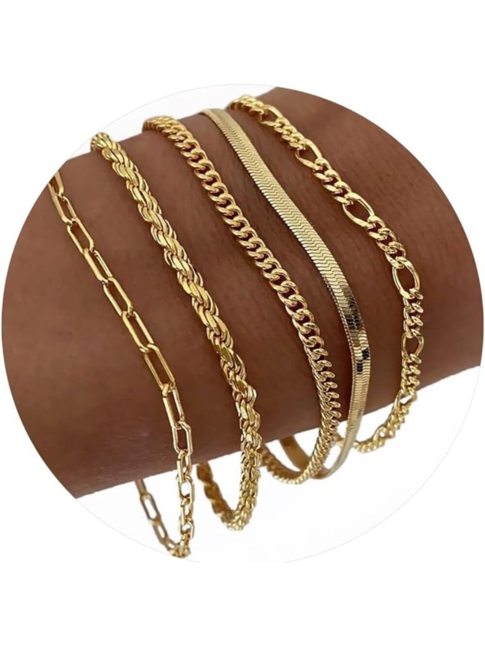 Gold Plated Waterproof Bracelets for Women - Minimalist Stackable Jewelry Set